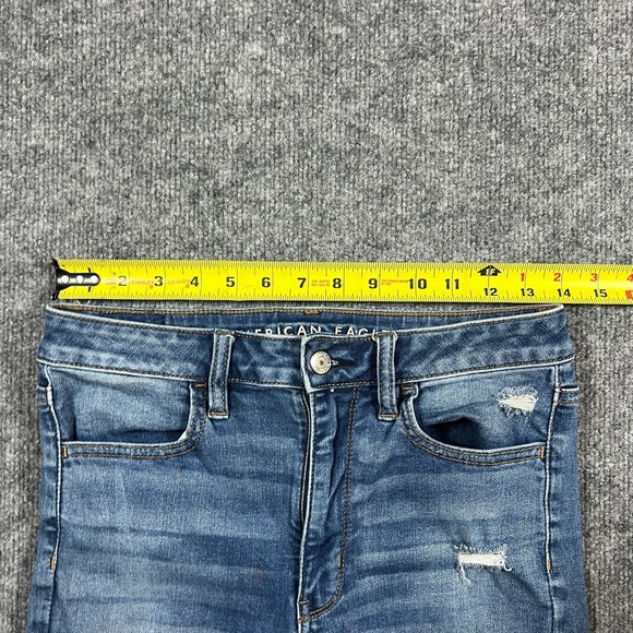 American Eagle Outfitters Super High Rise Jegging Jeans Womens 6 Blue Distressed - Picture 6 of 14